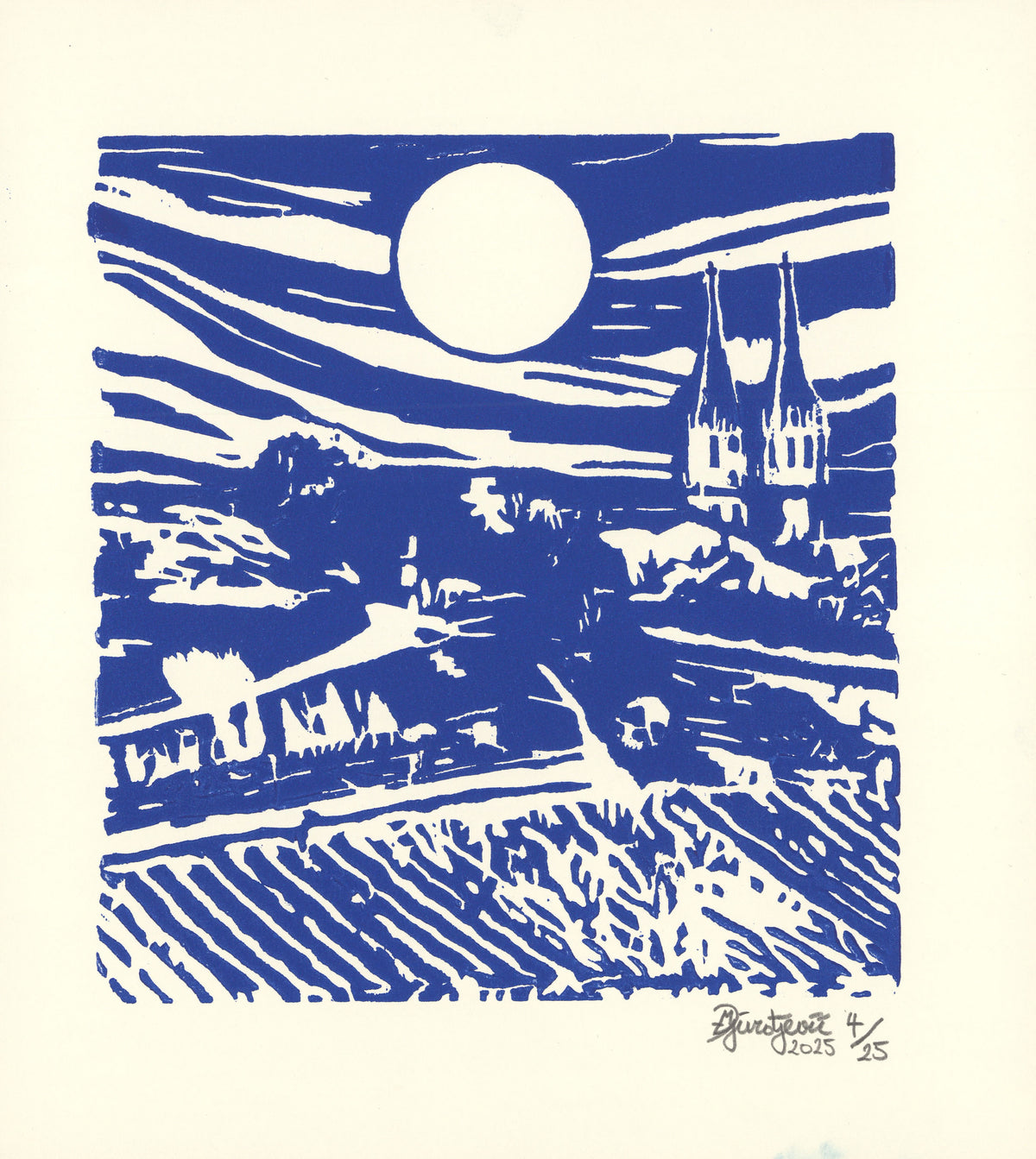Memory in the moonlight (woodcut)