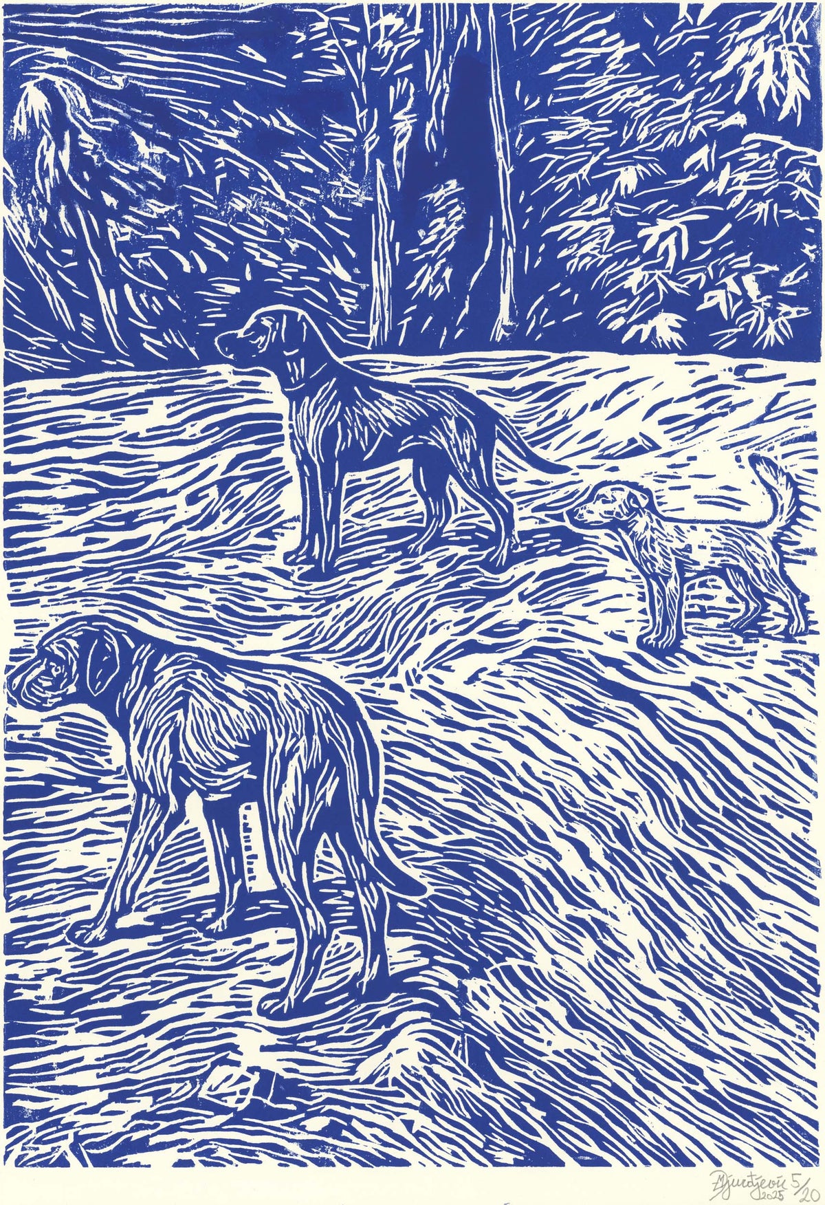 Lions on the island (woodcut)