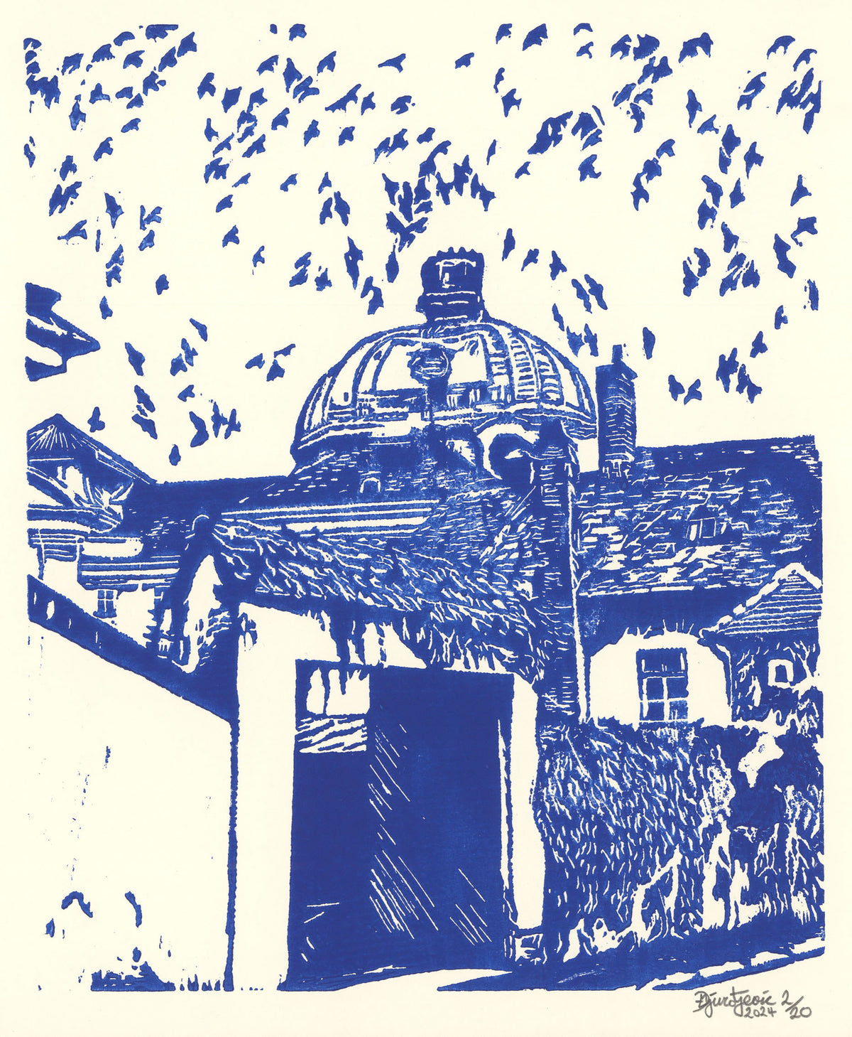 Ray of hope (woodcut)